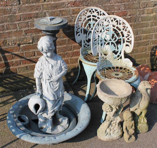 Quantity of garden ornaments & chairs